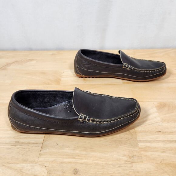 Allen Edmonds Men's Sz 8.5 Interstate 90 Navy Blue Leather Slip On Loafer Shoes - Picture 2 of 11